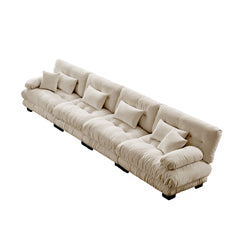 4-Seater Sectional Sofa Modular Deep Seat Sofa Couch , Chenille Sofa Comfy Upholstered Sofa for Living Room, Apartment, Studio, Office,Chenille Light coffee