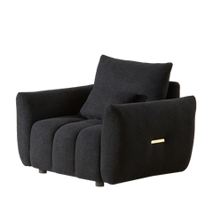 MH36.8'' Teddy Fabric Sofa, Modern Lounge Chair for Apartment, Office, Living Room and Bedroom black W1193S00087