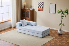 Floor Couch,Compression Sofa,Convertible Floor Sofa Bed-with Pillow Back Support Armrest,Comfy Futon Couch Lounge Sleeper Bed,Chenille fabric,for Living Room Bedroom (LIGHT-BLUE)