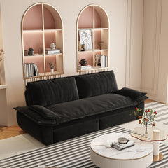 73.2' Queen Pull Out Sofa Bed,3-in-1 Convertible Sleeper Sofa,Multi-Functional Velvet Loveseat Bed,Black(Old Sku:W1885S00050;New Sku:W1885S00228)
