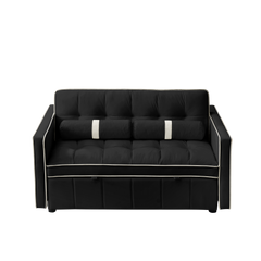 Modern 55.5' Pull Out Sleep Sofa Bed 2 Seater Loveseats Sofa Couch with side pockets, Adjsutable Backrest and Lumbar Pillows for Apartment Office Living Room