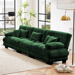 3-Seater Sectional Sofa Modular Deep Seat Sofa Couch , Chenille Sofa Soft Comfy Upholstered Furniture for Living Room, Apartment, Studio, Office,Chenille,Green