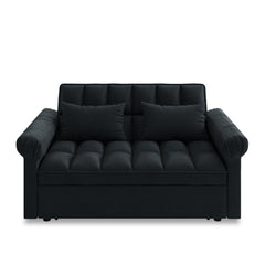 Loveseats Sofa Bed with Pull-out Bed,Adjsutable Back-Black