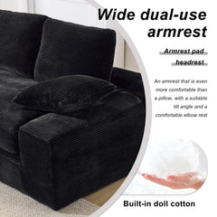 99*69' Modular Sectional Living Room Sofa Set, Modern Minimalist Style Couch, Upholstered Sleeper Sofa for Living Room, Bedroom, 2 PC Free Combination, Installation-free Sofa, L-Shape, Black