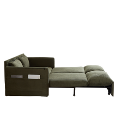MH'' 64.5 Inch Sleeper Sofa Bed  3-in-1 Adjustable Sleeper with Pullout Bed   2 Pillows and Side Pockets  Soft Corduroy Convertible Sleeper Sofa Bed for Living Room Bedroom Apartment Office