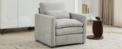 Cozy Upholstered Armchair Oversized Comfy Cloud Sofa Double Cushion Single Sofa in Light Grey Chenille, 31.9'