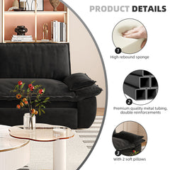 73.2' Queen Pull Out Sofa Bed,3-in-1 Convertible Sleeper Sofa,Multi-Functional Velvet Loveseat Bed,Black(Old Sku:W1885S00050;New Sku:W1885S00228)