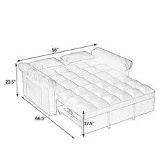 Loveseats Sofa Bed with Pull-out Bed,Adjsutable Back-Blue