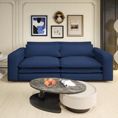 93' King Size Sleeper Sofa Bed, Pull Out Sofa Bed, 3 in 1 Convertible Sleeper Sofa, Chaise Lounge,3 Seat Teddy Couch with 2 Lumbar Pillows for Living Room, Apartment, Office, Studies,Blue
