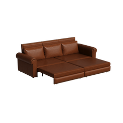 93.7 ' Pull Out Sofa Bed, 3-in-1 Faux Leather Convertible Sleeper Sofa with Nailhead Trim & Rolled Arm,Multi-Functional Sofa Bed for Living Room,Bedroom,Apartment,Office