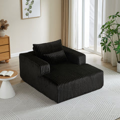 62.5-Inch Corduroy Sponge Sofa Lounge Chair,No Assembly Required,Fluffy Modern Sleeper Chair for Indoor Living Room Bedroom