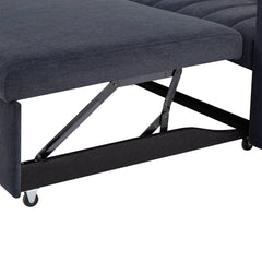 Convertible Sofa Bed Loveseat with USB Ports, Side Pockets, Cup Holders, and Phone Holder in Blue Grey Bella Fabric, 55.9'