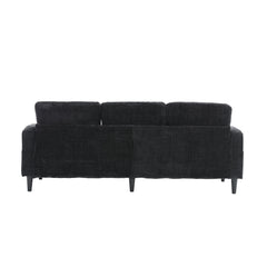 UNITED  WE WIN Sofa for three, solid wood frame, Chenille fabric, side pocket, with two cup holders, footstool with storagestorage sofa /Living room sofa cozy sectional  sofa