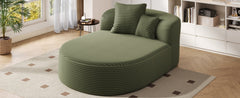 Modern Chaise Lounge Sofa Boneless Couch with Two Supportive Pillows, Green Corduroy, 51.6' Sofa Bed