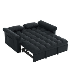 Loveseats Sofa Bed with Pull-out Bed,Adjsutable Back-Black