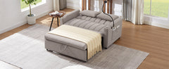 Convertible Sofa Bed Loveseat with USB Ports, Side Pockets, Cup Holders & Swivel Phone Holder, Light Grey Bella Fabric