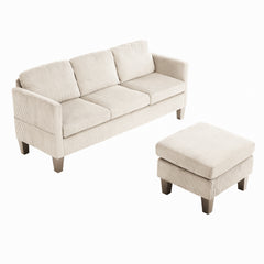 L-Shaped Sofa with Padded Corduroy: Multi-functional Design, Modern Luxury Appearance - Ideal for Living Rooms, Apartments - Easy Assembly & Maintenance,off-white