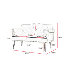 Cream White Velvet Loveseat Sofa