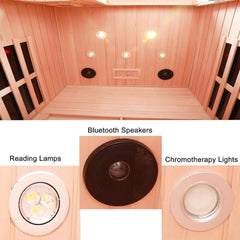 Premium 2-Person Low EMF FAR-Infrared Heat Wood Home Personal Spa Sauna With Ceramic Heaters, 1760W (SAK25714)