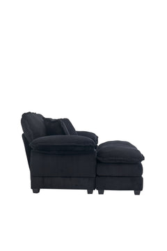 56.3 Inch Corduroy single sofa With  2 toss pillows and a ottoman ,Comfy Sofa- Deep Seat Couch for Living Room