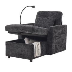 Multifunctional Lazy Person Sofa Recliner with Storage Backrest and Cell Phone Bracket in Chenille for Living Room or Bedroom
