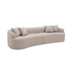 Curved Modular Sectional Sofa in Lamb's Wool Fabric, Modern Minimalist Style, Compressed (No Assembly Required), Comfy for Living Room & Bedroom - Brown