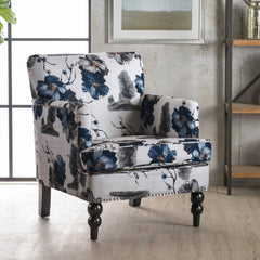 Club Chair with Tapered Birch Wood Legs, Multicolor