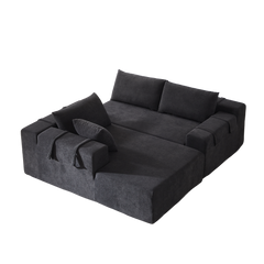 Modern Chenille Upholstered Sectional Sofa Couch Set,Modular 108' L Shaped Sectional Living Room Sofa Set With 6 Pillows,Free Combination Sofa Couch for Living Room,Bedroom(Left Chaise)W834P240009