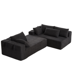 Modern Chenille Upholstered Sectional Sofa Couch Set,Modular 108' L Shaped Sectional Living Room Sofa Set With 6 Pillows,Free Combination Sofa Couch for Living Room,Bedroom(Right Chaise)W834P240010