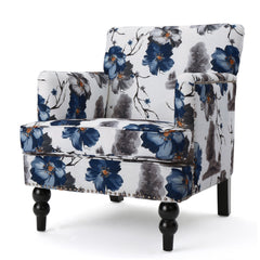 Club Chair with Tapered Birch Wood Legs, Multicolor