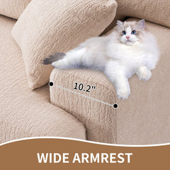 LY-029 APRICOT COMPRESSION SOFA: 4-seater combined sofa, Wood Grain Chenille fabric, full sponge compression sofa,combined sofa with 2 pillows  for living/ Home Furniture/ Apartment