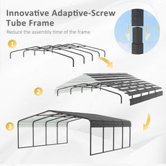 [20x20FT] Heavy Duty Extra Large 2 Car Metal Carport Kit For Cars, Boats, And Trucks (SAK46135)