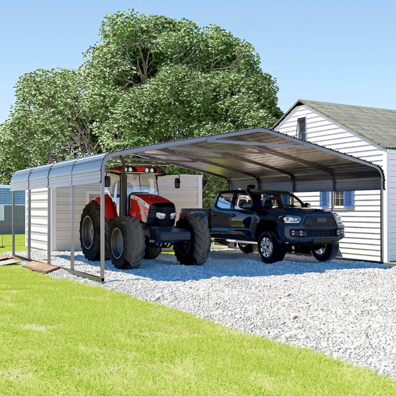 [20x20FT] Heavy Duty Extra Large 2 Car Metal Carport Kit For Cars, Boats, And Trucks (SAK46135)