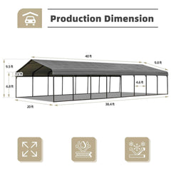[20x40FT] Extra Large Heavy Duty Four Car Outdoor Metal Carport Canopy For Trucks, Boats And SUVs (SAK29713)