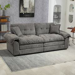 84' Chenille Sofa Small Sofa Loveseat Deep Seat Sofa Couch with 2 Throw Pillows & Memory Foam for Living Room Apartment Office Lounge-Grey