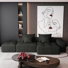 Modern Oversized Modular Sectional Sofa with Ottoman, Seat, Chaise lounge and Armrest, Sparkling Chenille Fabric Soft Cushion Sofa with 4 Pillows,4 PCS DIY Combination Tufted Sofa,No Assembly Required