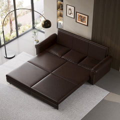 93.7 ' Pull Out Sofa Bed, 3-in-1 Faux Leather Convertible Sleeper Sofa with Nailhead Trim & Rolled Arm,Multi-Functional Sofa Bed for Living Room,Bedroom,Apartment,Office