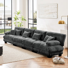 4-Seater Sectional Sofa Modular Deep Seat Sofa Couch , Chenille Sofa Comfy Upholstered Sofa for Living Room, Apartment, Studio, Office,Chenille Gray