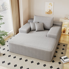 68'*51' Chaise Lounge Chair Indoor, Oversized Upholstered Sofa Bed, Sleeper Couch Reading Chairs Fluffy Plush Faux Fur Cloud Sofas Couches for Living Room,Grey