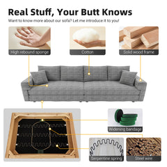 82.7 ' Plush Corduroy 3-Seat Sofa, Modern Comfy Upholstered Sofa Cloud Couch, Deep Seat Couches with Soft Pillows and 2 Ottomans, Convertible Sofa Lounge Chair, for Living Room,Apartment,Office,Grey
