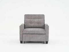Futon Chair Bed Convertible Chair 3-in-1 Pull Out Sleeper Chair Beds with USB Ports,Wear-resistant and Anti-scratch,  Armchair Bed Sleeper for Living Room (Light Grey Scratch Cloth)