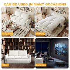 70.9' Pull Out Sofa Bed, 3-Seat Convertible Sleeper Sofa with 2-in-1 Pillow and Blanket Set,Multi-Functional Velvet Loveseat Bed,Beige