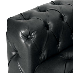 Mirod Comfy 3-Seat Sofa with Wooden Legs, PU Upholstery, Black, 83.5'' Width