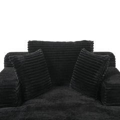 Modern Black Corduroy Chaise Lounge Sofa Bed with Removable Pillows, 48.8' Upholstered Sleeper Sofa