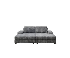 Convertible combination sofa, corduroy fabric, fluffy modern sleeper sofa chair, oversized combination living room double lounge chair,Dark Grey
