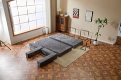 Floor Couch,Compression Sofa,Convertible Floor Sofa Bed-with Pillow Back Support Armrest,Comfy Futon Couch Lounge Sleeper Bed,Chenile fabric,for Living Room Bedroom (DARK-GREY)