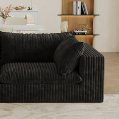 Cloud Sofa,Corduroy Fabric,Deep Seat Couches,Double-layer design,Removable Cushion,No Assembly, DIY Combination for Living room, Bedroom,Conference room ,Apartment,Black