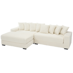 [NEW ARRIVED] [VIDEO PROVIDED] Oversized Two-Piece  Couches,  L Shaped Sofa, Corduroy, Left Chaise Daybed,with Armrests,Eight Throw Pillows,Corner Sofa,Easy To Assemble, Beige