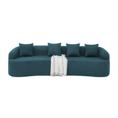 Curved Modular Sectional Sofa in Lamb's Wool Fabric, Modern Minimalist Style, Compressed (No Assembly Required), Comfy for Living Room & Bedroom - Blue