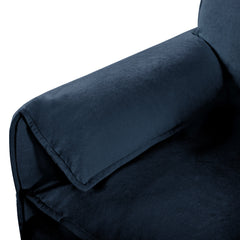 Modern Chenille Deep Seat Sectional Sofa Cloud Couch with Ottoman, Comfy Love Seat Upholstered Modular L Shaped Couch, Blue